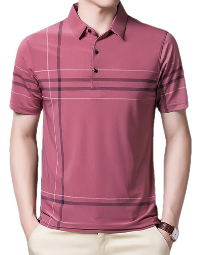 Polo De Seda Helada Con Solapa Para Hombre