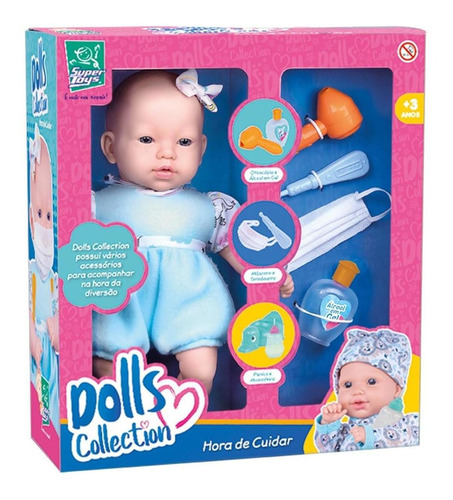Boneca Hora De Cuidar - Dolls Collection  Cod 432 - Máscara