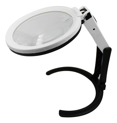 Lupa De Bancada Magnifier 12 Ledes 2x 5x Branco E Preto 30cm