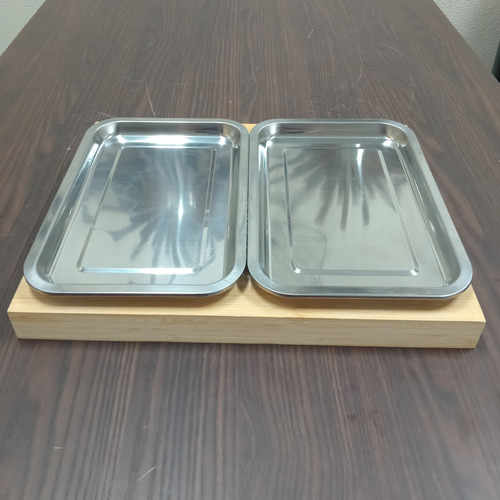 Tábua Corte 2 Gavetas Coletoras Inox Bambu 4x34x44cm Natural