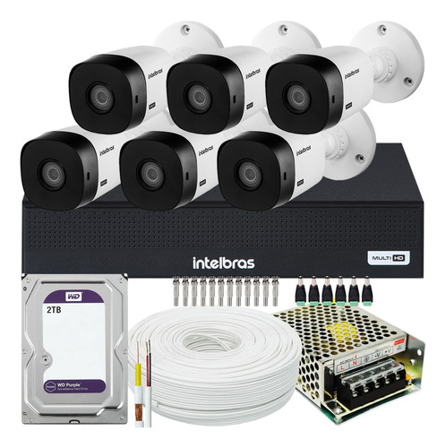 Kit 6 Cameras Seguranca Intelbras Vhl 1220 Full Hd 2t Purple