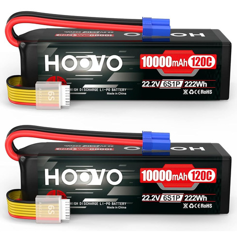 Hoovo 6s Lipo Batería 22.2v 10000mah 120c Rc Batería Ec5 Enc