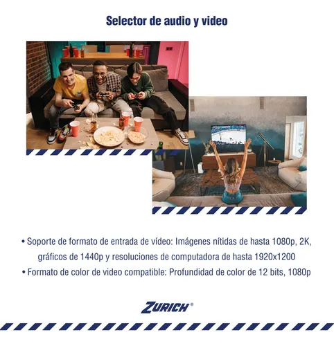 Selector P/audio Y Videos Hdmi 3 Salidas Zurich P