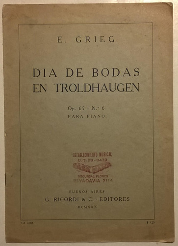 Partitura - E. Grieg Dia De Bodas En Troldhaugen Piano