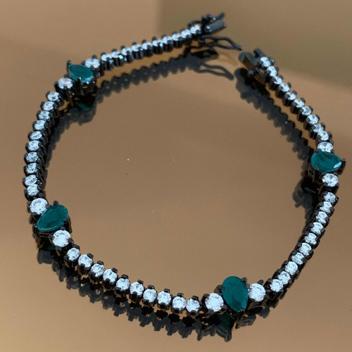 Pulseira Riviera 2mm Intercalada Com Gotas Zircônias