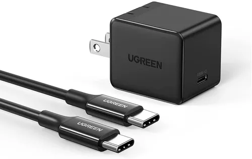 Cargador USB C con cable Carga Rápida Negro