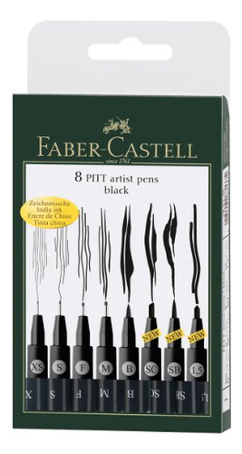 Los Bolígrafos De Artista Faber Castell 8 Pitt Black