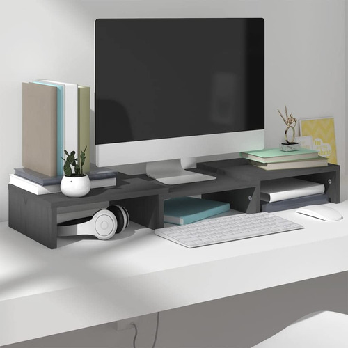 Soporte Tv Para Muebl Multimedia Color Gris Madera Maciza