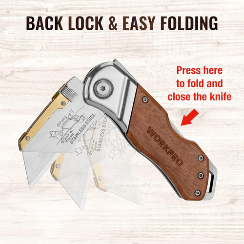 Cutter Cuchillo Multiusos Plegable Workpro Con 10 Cuchillas