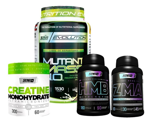 Combo Rugby Mutant Mass +hmb + Zma+ Creatina Star Nutrition