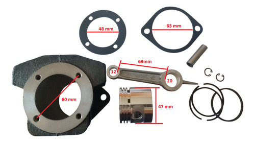 Piston Y Cilindro Compresor 47 Mm Cabezal Completo