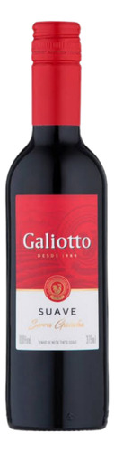 3 Garrafas De Vinho Gallioto Tinto Suave De 375ml.