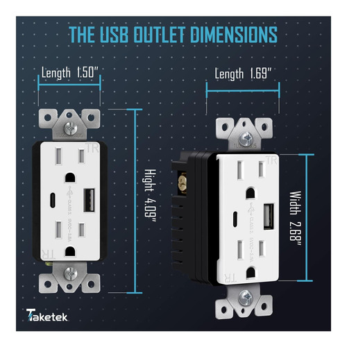 Saída Usb Taketek, Receptáculos Usb-c, Tomada Elétrica
