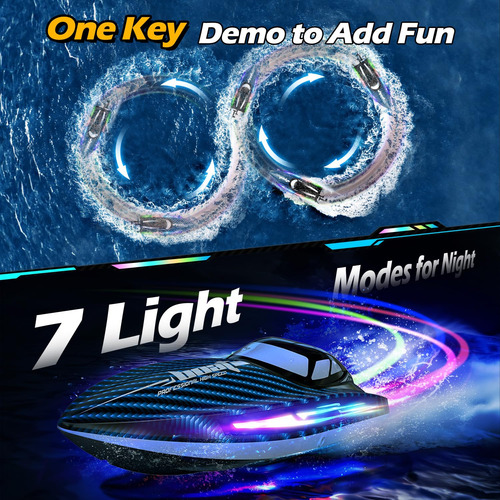 Barco De Control Remoto Rc De 30 Km/h Con 7 Modos De Luz Led