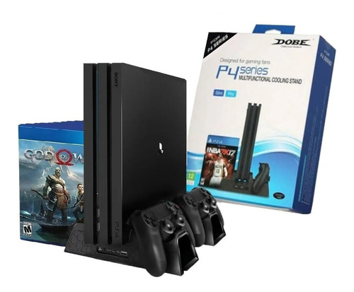 Base Vertical Ps4 Slim Pro Cooler Dock Controles Stand Jogos