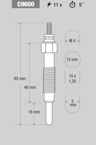 Imagen 2 de 7 de Bujia Precalentamiento Kia K2500 2.5td (4pzs)