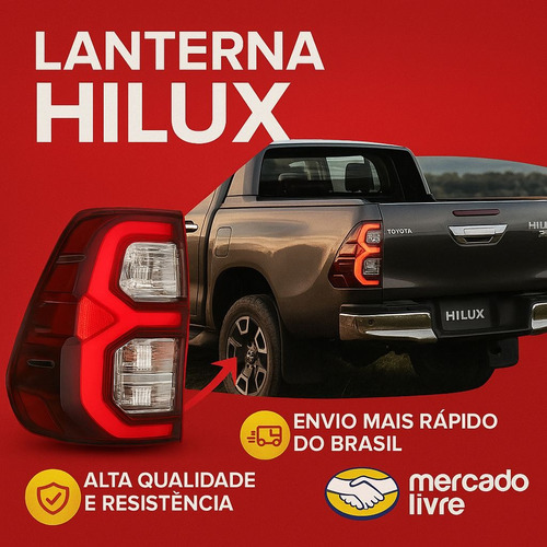 Par Lanterna Traseira Hilux 2016 A 2024 Com Led E Soquete