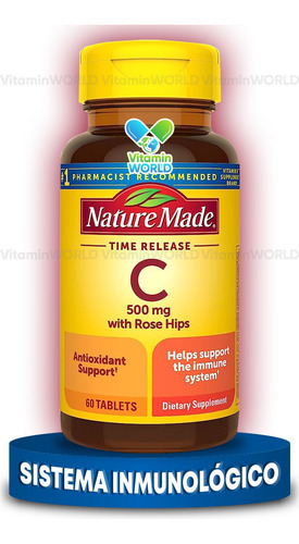 Nature Made Vitamina C Con Rosa Mosqueta 60 Tabletas Sabor Sin Sabor