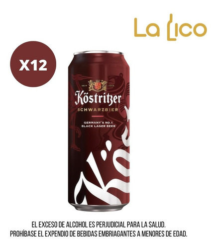 Cerveza Kostritzer Schwarzbier 500ml Lat - mL a $22
