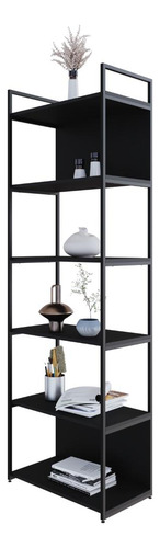 Estante Alta C/06 Prateleiras 185x60x33cm C/fundo Yon Cor Preto Tx/est.preta