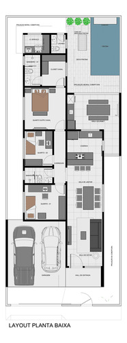 Planta Baixa Casa 3 Quartos Projeto Arquitetônico Lote 10x25