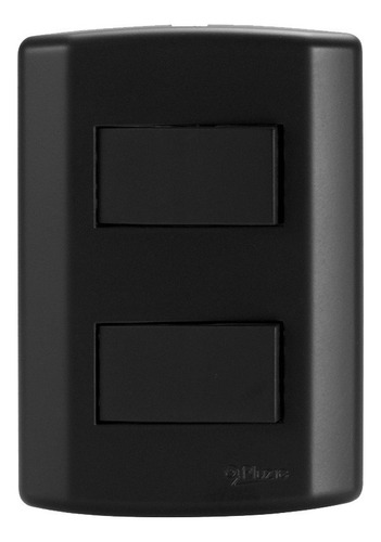 Interruptor Duplo Apagador Pluzie Modular Preto Fosco Black