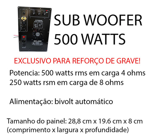 Kit Dclass P/ Ativação De Caixas Sub Graves 500 Watts Rms