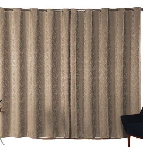 Cortina Sala Jacquard 2.80m X 1.70m Semi Blackout Requinte Cor Bege