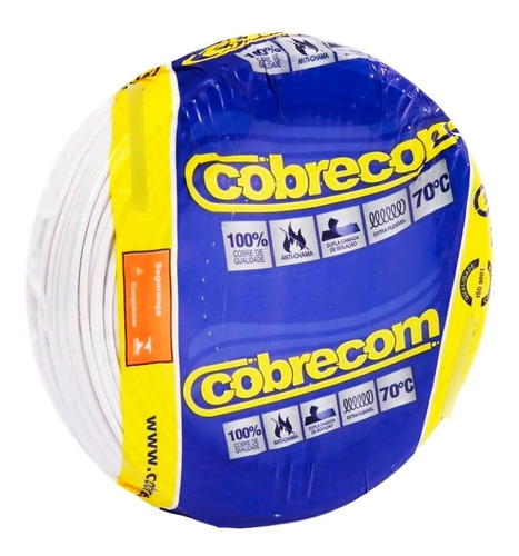 Fio Cabo Flexivel 2,5mm Rolo 100m Cobrecom Cores Inmetro Cor Branco