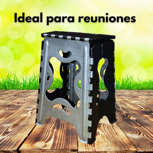 Banco Plegable Grande Portatil Plastico Soporta 120kg 3pz Acabado De La Estructura Mate Color Gris