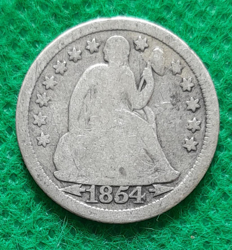 Monedas De 10 Centavos Dolar En Plata, Eeuu, Años 1854