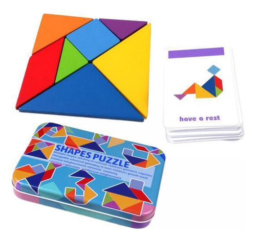 Rompecabezas Tangram De Madera Para 2 Niños, Rompecabezas Mo