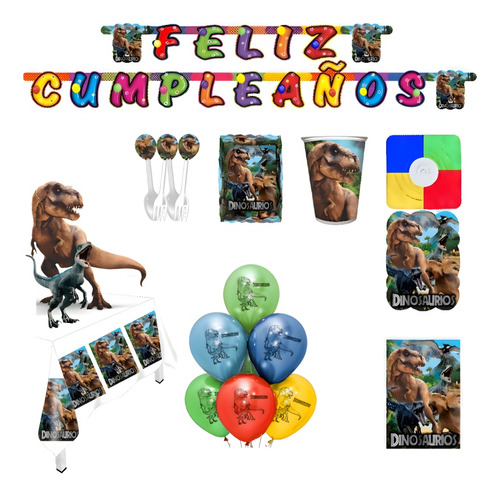 Kit Decoración Fiesta - Dinosaurios X20 Invitados 