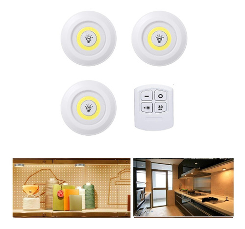 Lámparas Led Cob De Control Remoto De 3 Luces Para Cocina