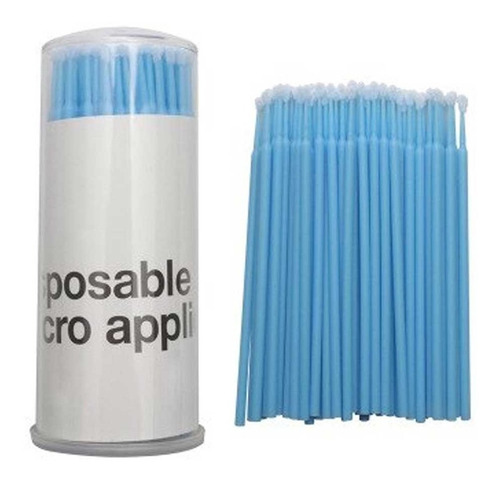 Aplicador Microbrush Para Extensão De Cílios 100 Unid - Azul