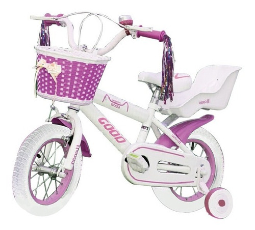 Bicicleta De Niña Rodado 14 C/ Canasto Sillita Pasear Muñeca