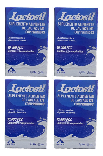 Kit 4 Caixas Lactosil 10.000fcc Com 30 Tabletes Sabor Sem Sabor