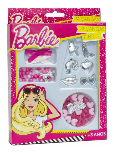 Kit De Miçangas Rosa Da Barbie Para Criar Braceletes Da Fun