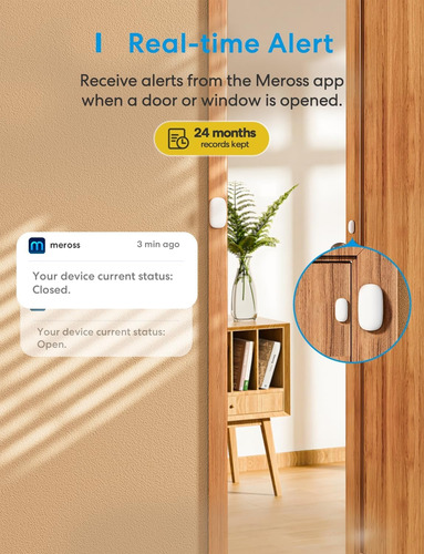 Meross Kit Sensor Inteligente De Puerta Y Ventana + Hub