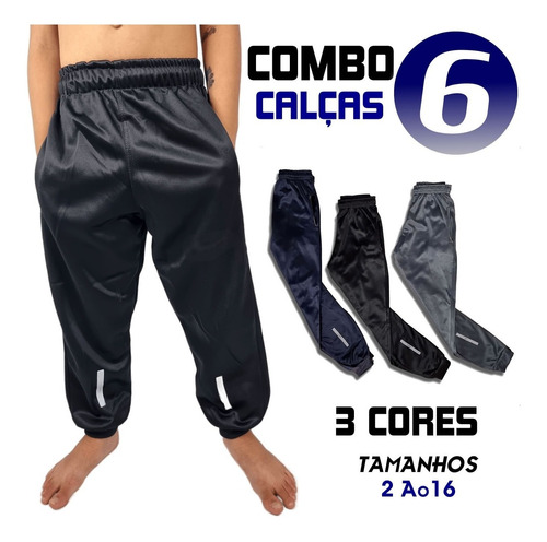 Lote Com 6 Calças Infantil Jogger Masculina Tamanhos 4 Ao 16