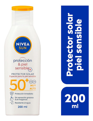 Protector Solar En Loción Nivea Sun Piel Sensible Fps 50 200ml