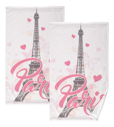 Eiffel Tower Paris Butterfly Love Juego 2 Toalla Algodon 16