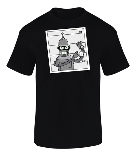 Camiseta Manga Corta Robot Bender Series Geek Black