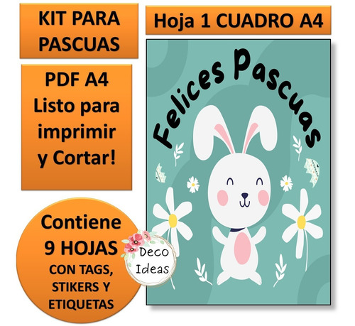 Imagen 2 de 6 de Kit Imprimible 005 Felices Pascuas Tags Etiquetas Stikers