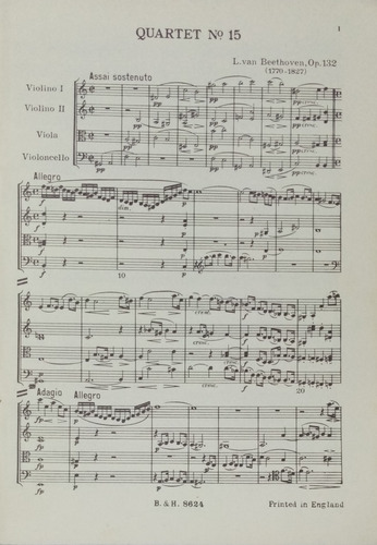 String Quartet 15 In A Minor Op. 132, De Beethoven.