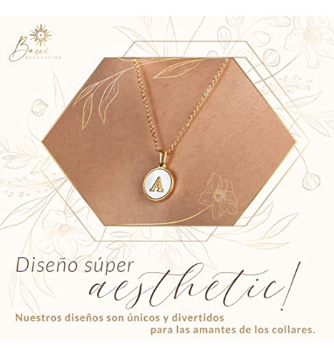 Baui - Collar Blanco De Acero Con Inicial - Joyería Duradera