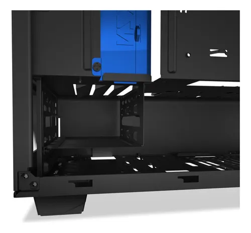 Gabinete para jugadores Nzxt S340, vidrio templado negro-azul, color negro/azul