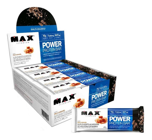 Power Protein Bar 41g Display Com 12 Unid Max Titanium Sabor Milk caramel