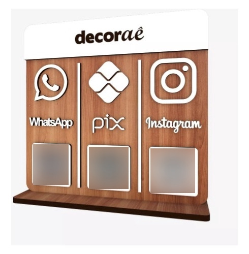 Placa Qr Code Whatsapp Pix Receber Pagamento Instagram Mdf