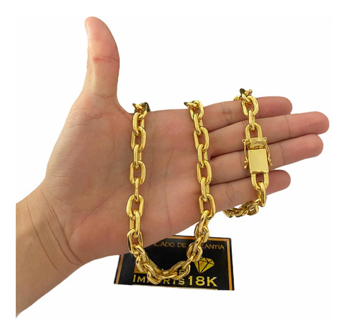 Cordão Luxuria 13mm Masculino Cadeado  Banhado A Ouro 18k